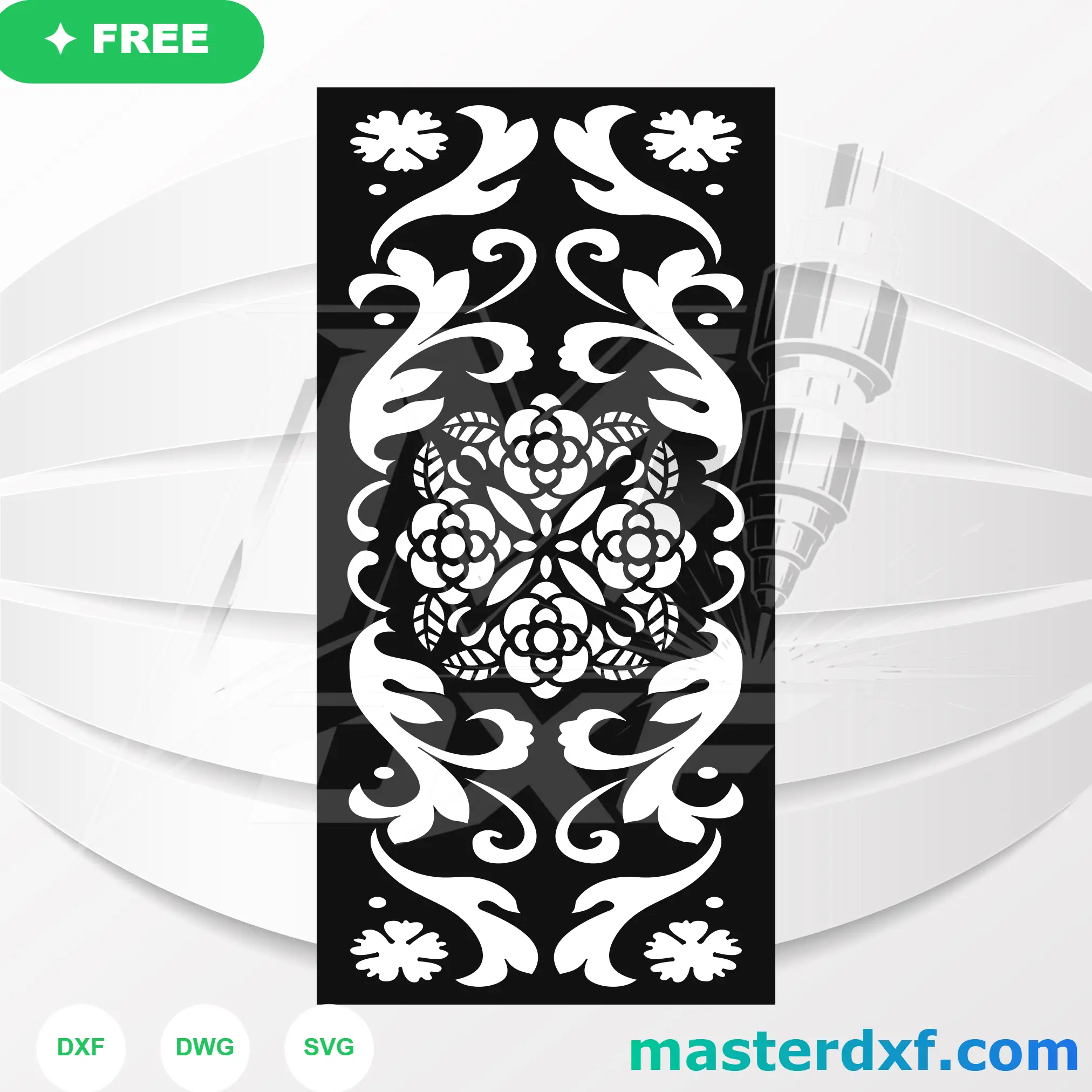 Baroque Rose Scroll DXF Panel for Ornamental Wall Art DXF File